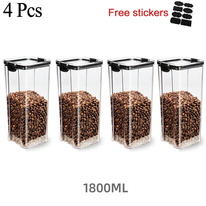 460~1800Ml Stackable Storage Box Transparent Kitchen Containers Noodles Spaghetti Sealed Tank Dry Food Cans Organizers Bottles