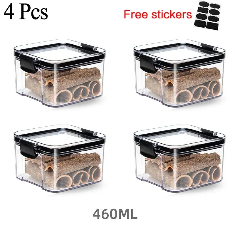 460~1800Ml Stackable Storage Box Transparent Kitchen Containers Noodles Spaghetti Sealed Tank Dry Food Cans Organizers Bottles