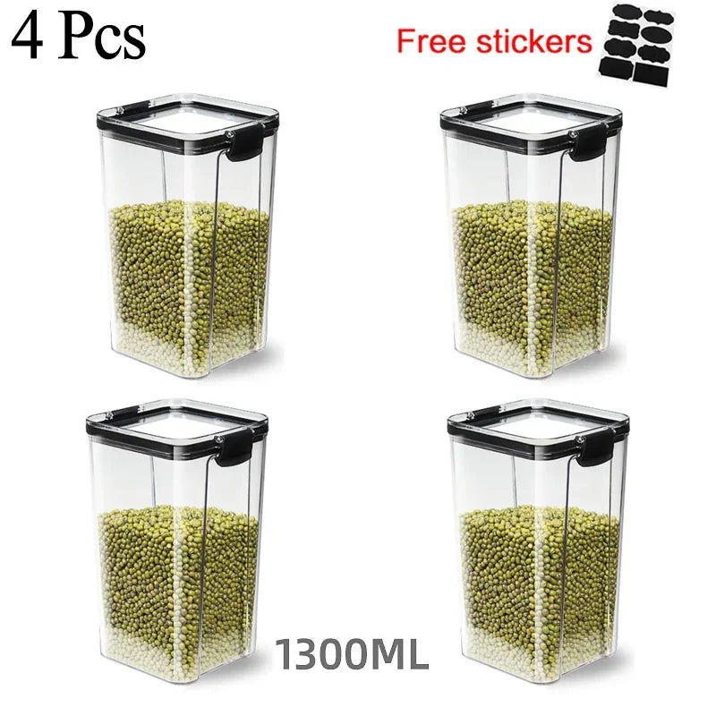 460~1800Ml Stackable Storage Box Transparent Kitchen Containers Noodles Spaghetti Sealed Tank Dry Food Cans Organizers Bottles