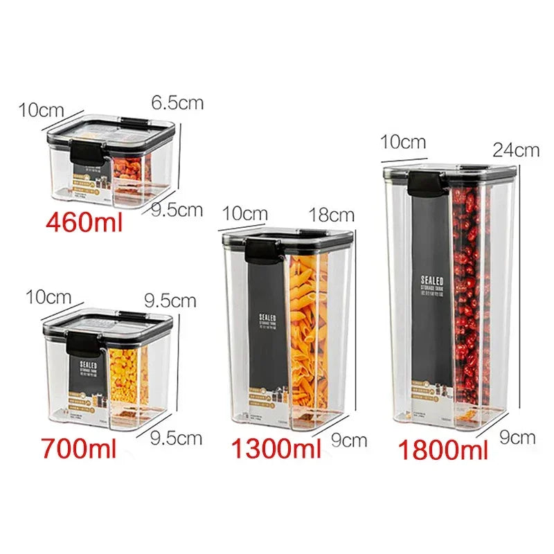460~1800Ml Stackable Storage Box Transparent Kitchen Containers Noodles Spaghetti Sealed Tank Dry Food Cans Organizers Bottles