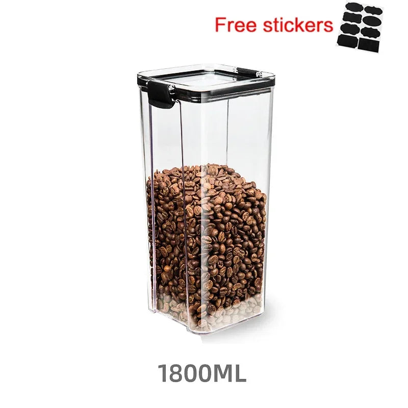 460~1800Ml Stackable Storage Box Transparent Kitchen Containers Noodles Spaghetti Sealed Tank Dry Food Cans Organizers Bottles