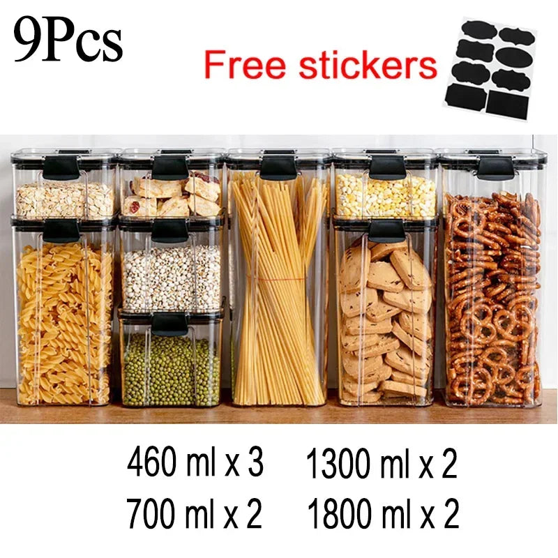 460~1800Ml Stackable Storage Box Transparent Kitchen Containers Noodles Spaghetti Sealed Tank Dry Food Cans Organizers Bottles