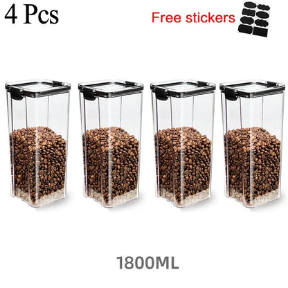 460~1800Ml Stackable Storage Box Transparent Kitchen Containers Noodles Spaghetti Sealed Tank Dry Food Cans Organizers Bottles
