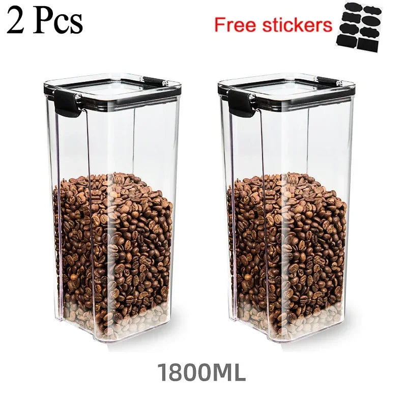 460~1800Ml Stackable Storage Box Transparent Kitchen Containers Noodles Spaghetti Sealed Tank Dry Food Cans Organizers Bottles