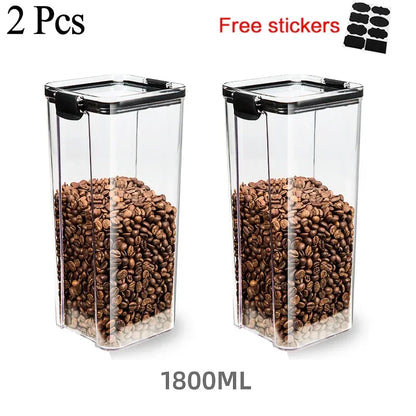 460~1800Ml Stackable Storage Box Transparent Kitchen Containers Noodles Spaghetti Sealed Tank Dry Food Cans Organizers Bottles