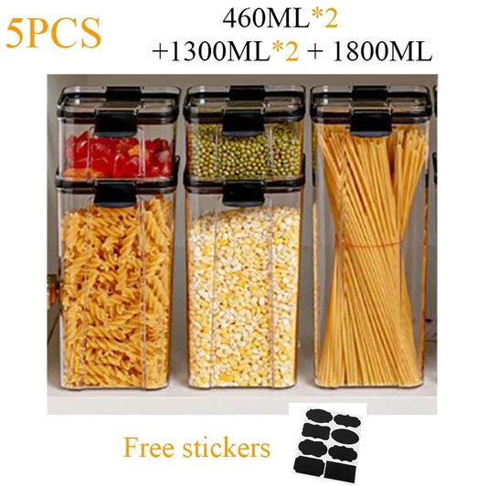 460~1800Ml Stackable Storage Box Transparent Kitchen Containers Noodles Spaghetti Sealed Tank Dry Food Cans Organizers Bottles