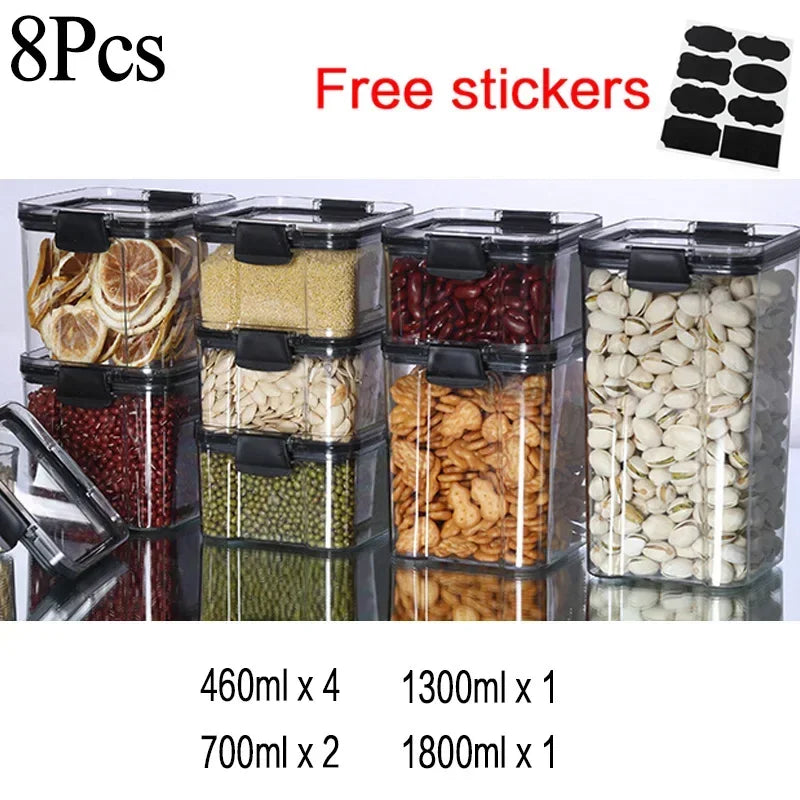 460~1800Ml Stackable Storage Box Transparent Kitchen Containers Noodles Spaghetti Sealed Tank Dry Food Cans Organizers Bottles