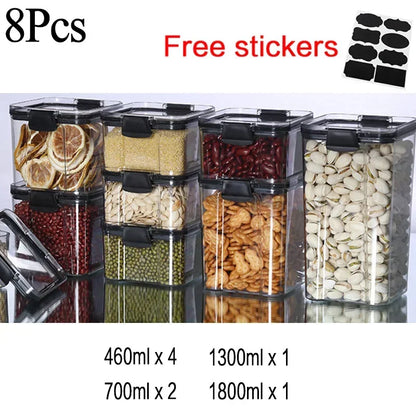460~1800Ml Stackable Storage Box Transparent Kitchen Containers Noodles Spaghetti Sealed Tank Dry Food Cans Organizers Bottles