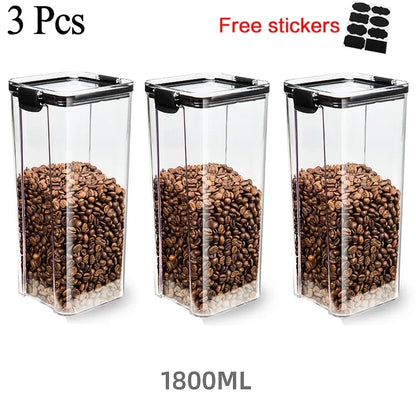 460~1800Ml Stackable Storage Box Transparent Kitchen Containers Noodles Spaghetti Sealed Tank Dry Food Cans Organizers Bottles