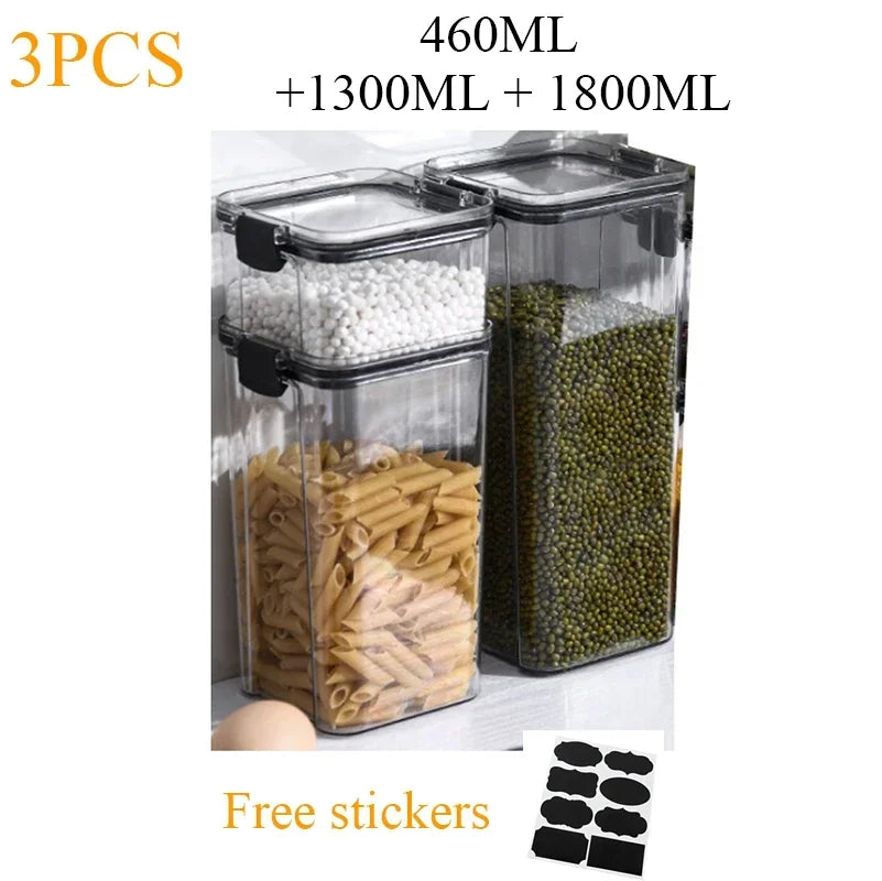 460~1800Ml Stackable Storage Box Transparent Kitchen Containers Noodles Spaghetti Sealed Tank Dry Food Cans Organizers Bottles