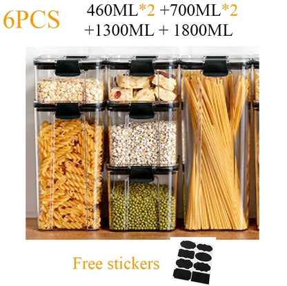 460~1800Ml Stackable Storage Box Transparent Kitchen Containers Noodles Spaghetti Sealed Tank Dry Food Cans Organizers Bottles