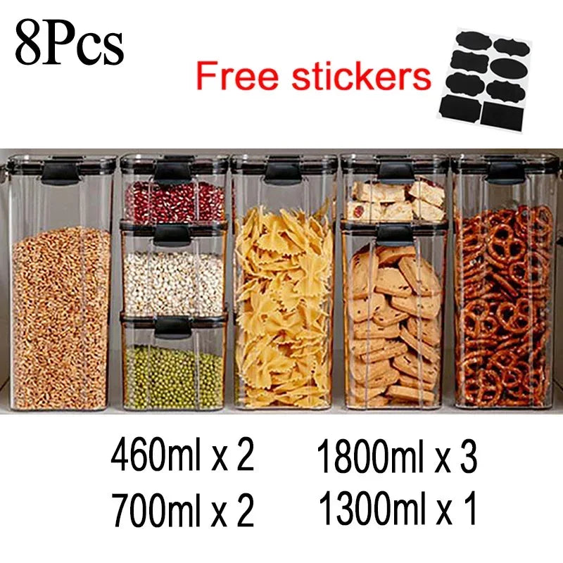 460~1800Ml Stackable Storage Box Transparent Kitchen Containers Noodles Spaghetti Sealed Tank Dry Food Cans Organizers Bottles