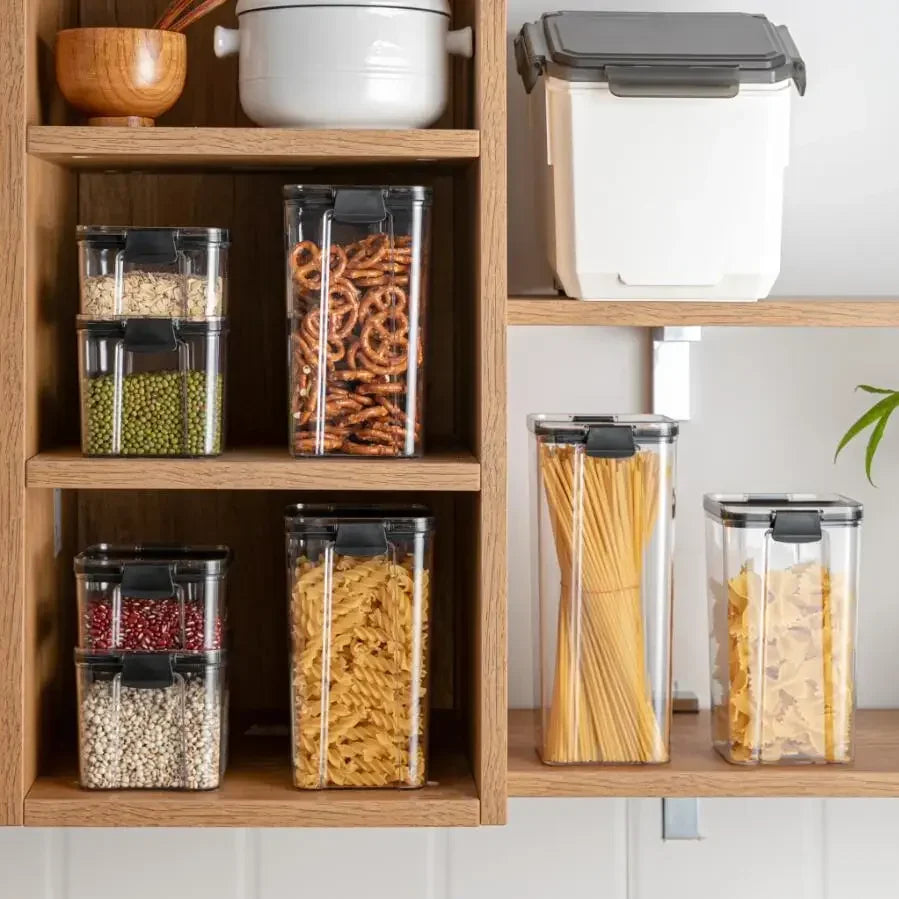 460~1800Ml Stackable Storage Box Transparent Kitchen Containers Noodles Spaghetti Sealed Tank Dry Food Cans Organizers Bottles