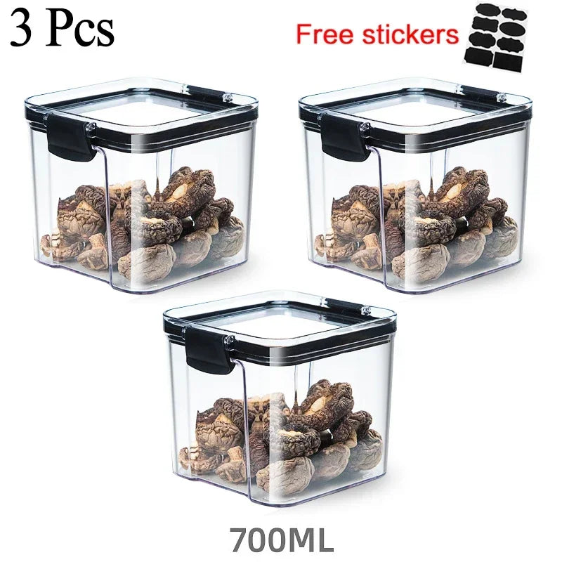 460~1800Ml Stackable Storage Box Transparent Kitchen Containers Noodles Spaghetti Sealed Tank Dry Food Cans Organizers Bottles
