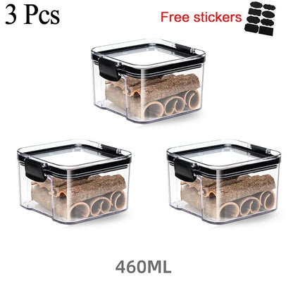 460~1800Ml Stackable Storage Box Transparent Kitchen Containers Noodles Spaghetti Sealed Tank Dry Food Cans Organizers Bottles