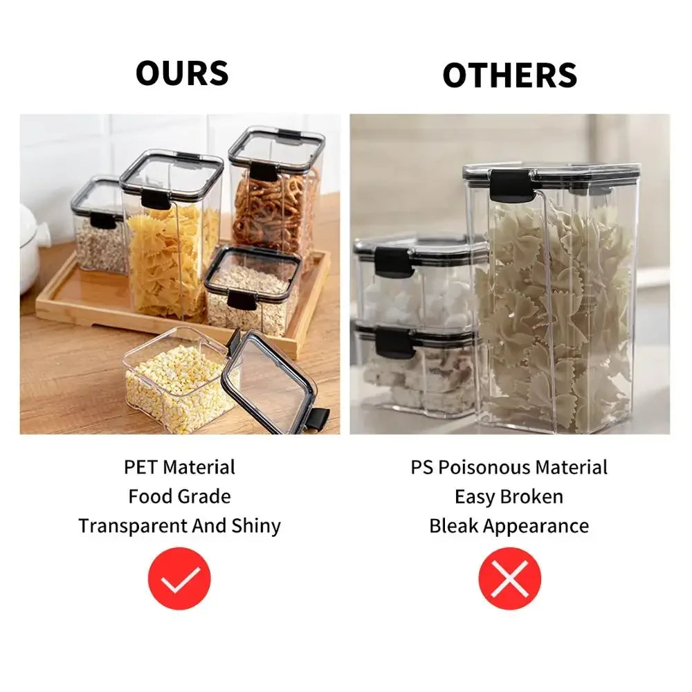 460~1800Ml Stackable Storage Box Transparent Kitchen Containers Noodles Spaghetti Sealed Tank Dry Food Cans Organizers Bottles