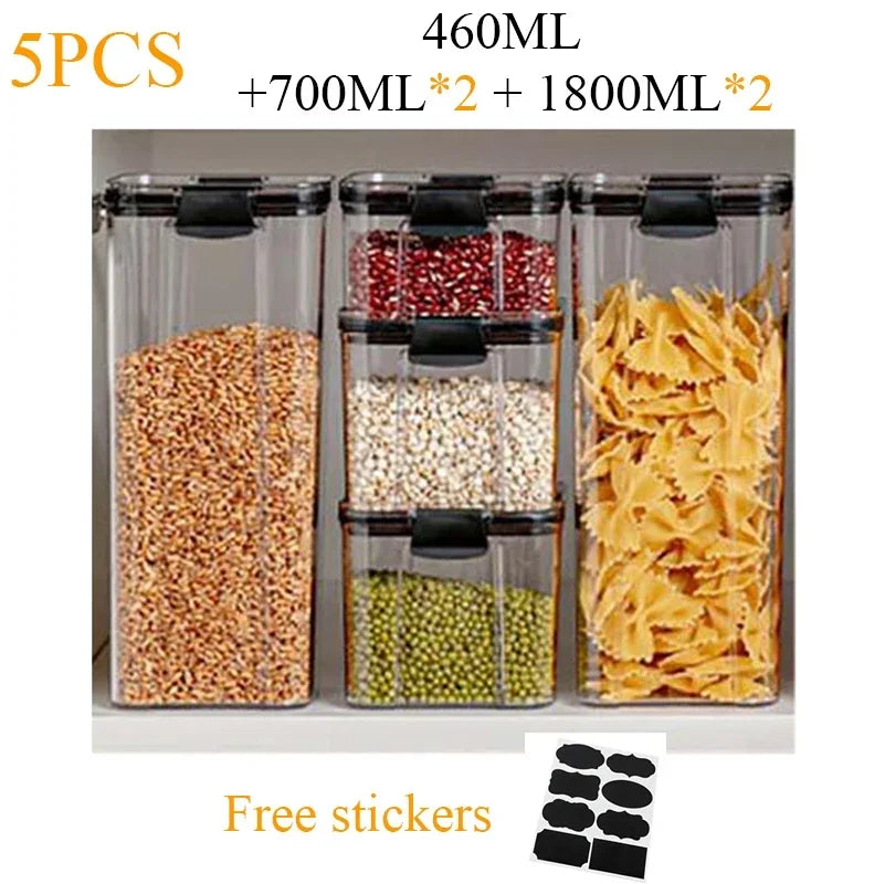 460~1800Ml Stackable Storage Box Transparent Kitchen Containers Noodles Spaghetti Sealed Tank Dry Food Cans Organizers Bottles
