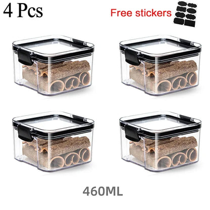 460~1800Ml Stackable Storage Box Transparent Kitchen Containers Noodles Spaghetti Sealed Tank Dry Food Cans Organizers Bottles