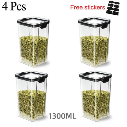 460~1800Ml Stackable Storage Box Transparent Kitchen Containers Noodles Spaghetti Sealed Tank Dry Food Cans Organizers Bottles