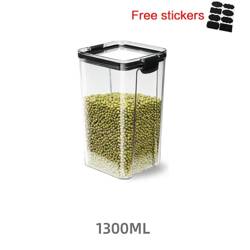 460~1800Ml Stackable Storage Box Transparent Kitchen Containers Noodles Spaghetti Sealed Tank Dry Food Cans Organizers Bottles