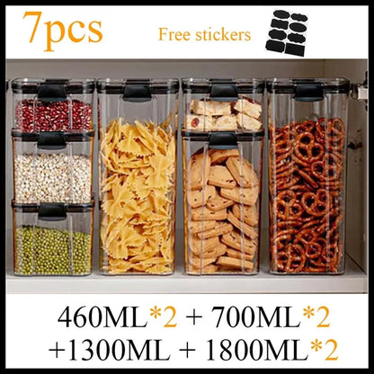 460~1800Ml Stackable Storage Box Transparent Kitchen Containers Noodles Spaghetti Sealed Tank Dry Food Cans Organizers Bottles