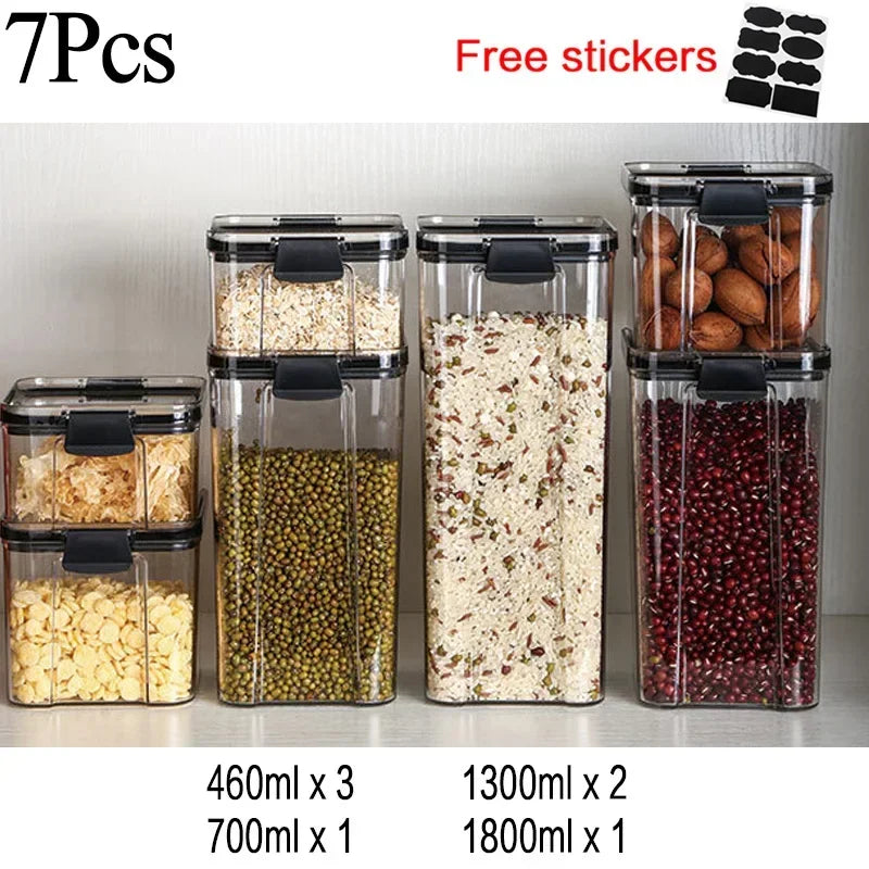 460~1800Ml Stackable Storage Box Transparent Kitchen Containers Noodles Spaghetti Sealed Tank Dry Food Cans Organizers Bottles