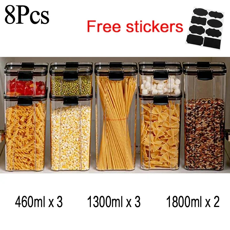 460~1800Ml Stackable Storage Box Transparent Kitchen Containers Noodles Spaghetti Sealed Tank Dry Food Cans Organizers Bottles