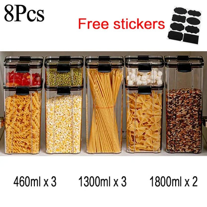 460~1800Ml Stackable Storage Box Transparent Kitchen Containers Noodles Spaghetti Sealed Tank Dry Food Cans Organizers Bottles
