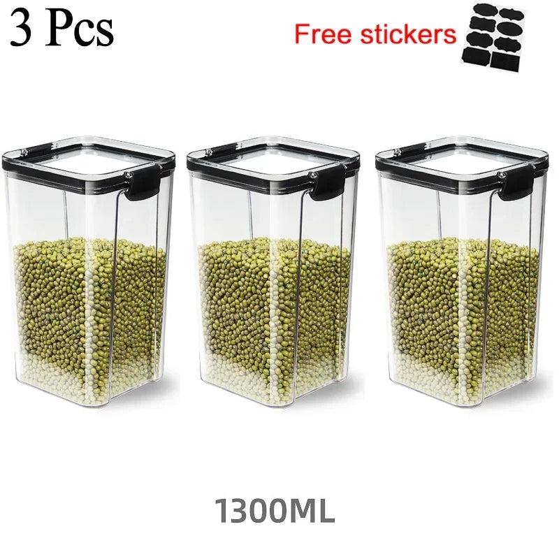 460~1800Ml Stackable Storage Box Transparent Kitchen Containers Noodles Spaghetti Sealed Tank Dry Food Cans Organizers Bottles