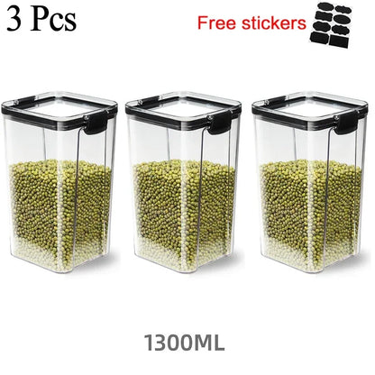 460~1800Ml Stackable Storage Box Transparent Kitchen Containers Noodles Spaghetti Sealed Tank Dry Food Cans Organizers Bottles