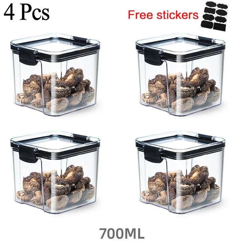 460~1800Ml Stackable Storage Box Transparent Kitchen Containers Noodles Spaghetti Sealed Tank Dry Food Cans Organizers Bottles