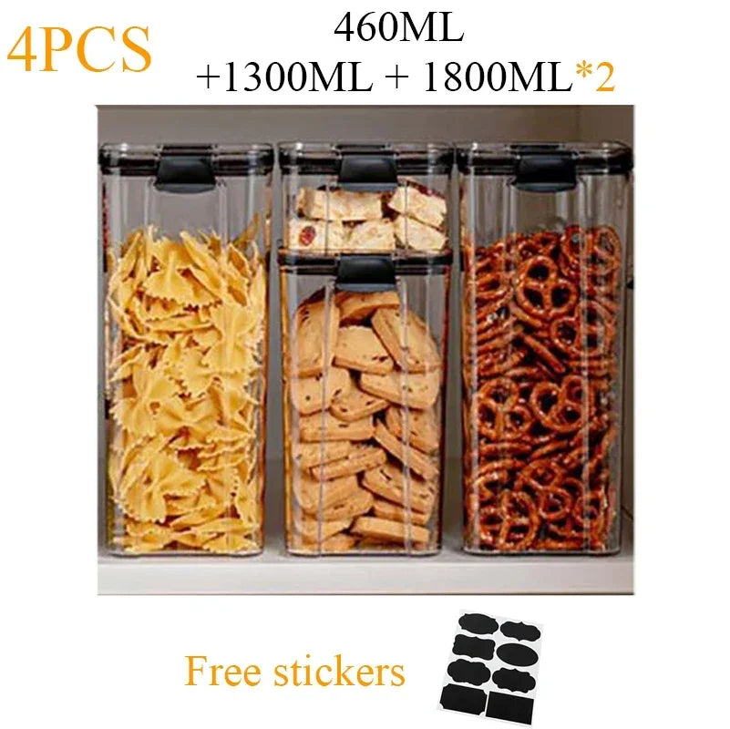 460~1800Ml Stackable Storage Box Transparent Kitchen Containers Noodles Spaghetti Sealed Tank Dry Food Cans Organizers Bottles